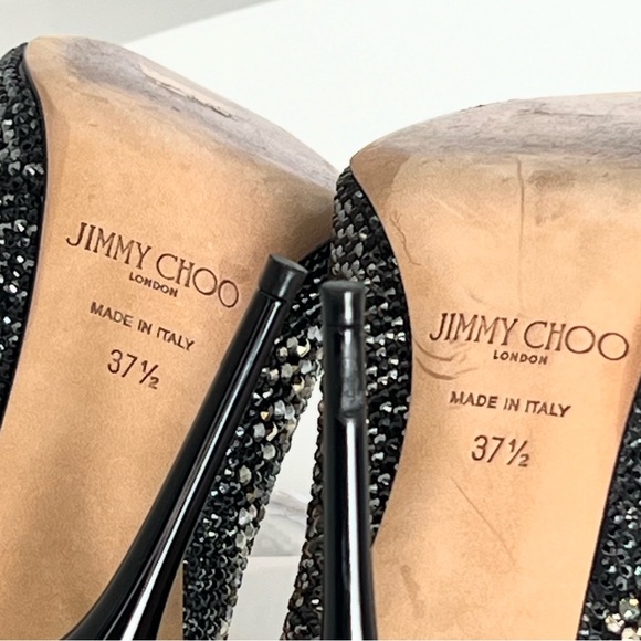 Jimmy Choo Crystal Collection Round Toe Swarovski Embellished Pumps Blac… - Picture 8 of 12